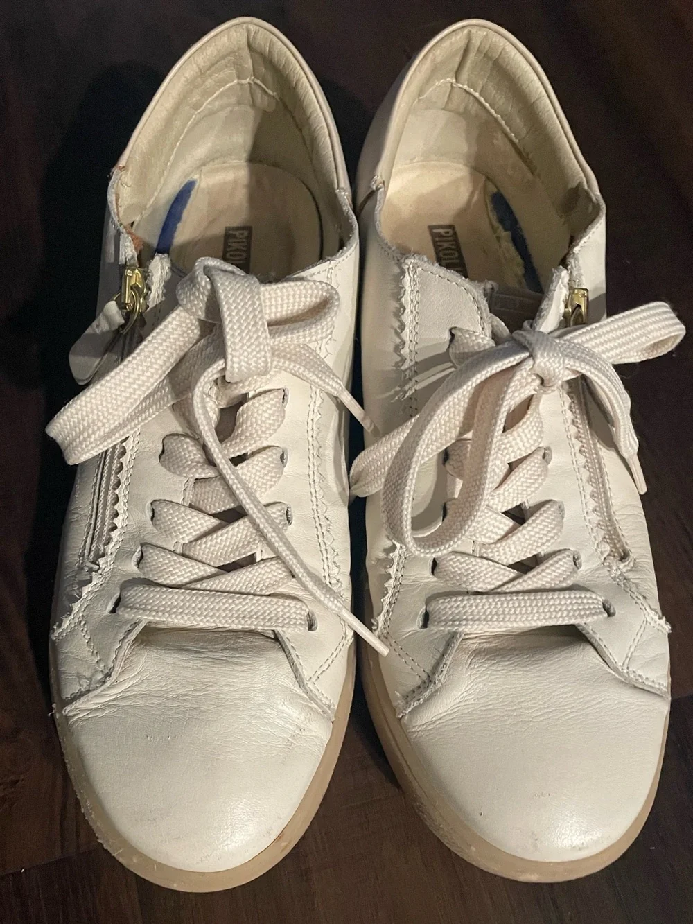 Pikolinos Women's White Leather Lace-Up w/ Side Zipper Sneakers EU 40 US 9-9.5